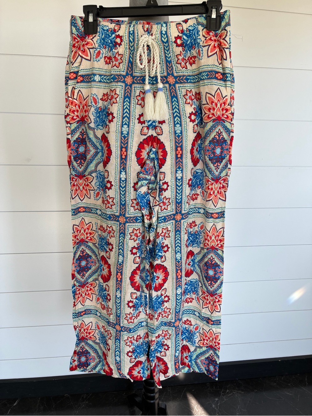 Rachel Zoe Wide Leg Linen Blend Floral Tile Print Sz S NWOT/0442
